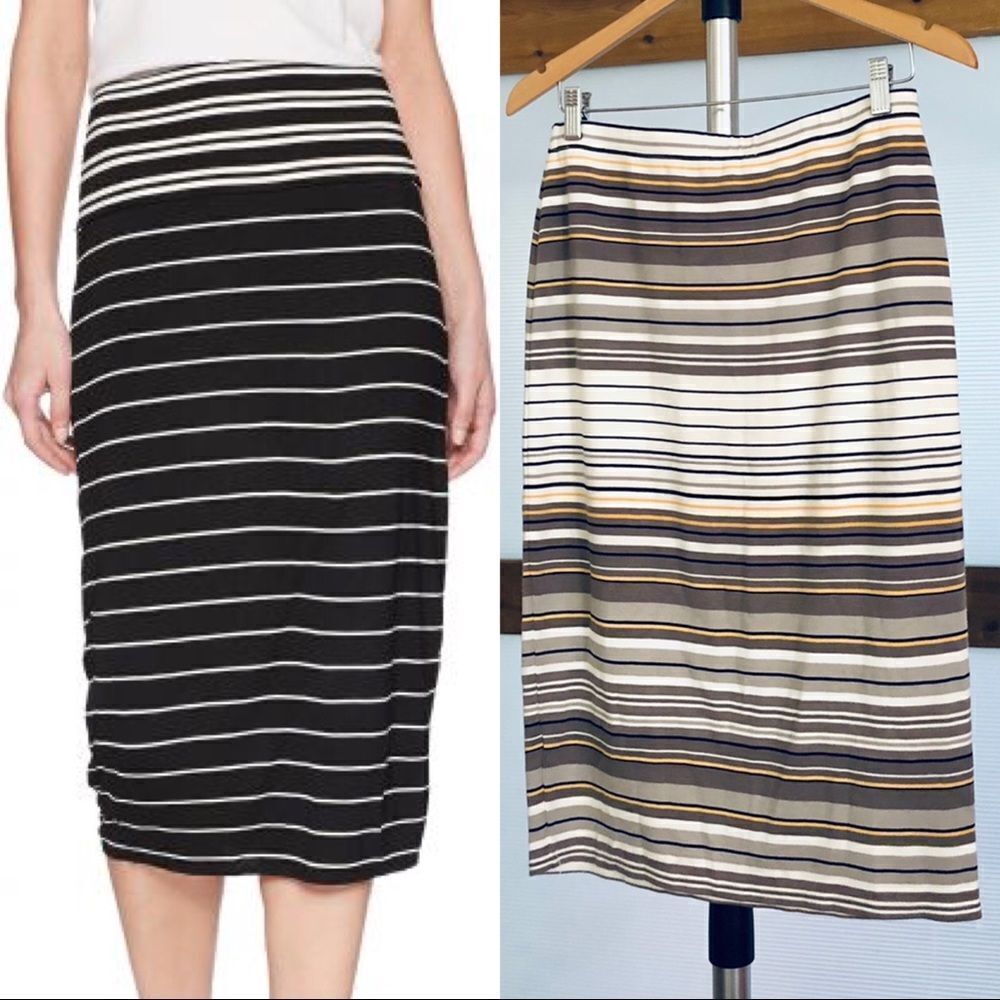 MAX STUDIO Striped Pencil Midi Skirt‎ / Sz M